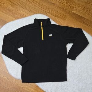 CAT Black Fleece Quarter Zip, Mens Large